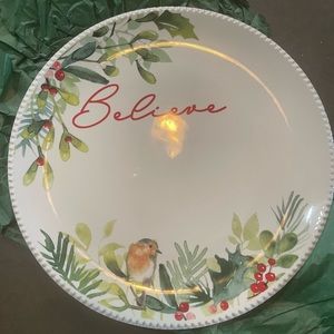 NEW Better Homes & Gardens WINTER BOTANICAL - BELIEVE 9" Salad Plate Bird Greens